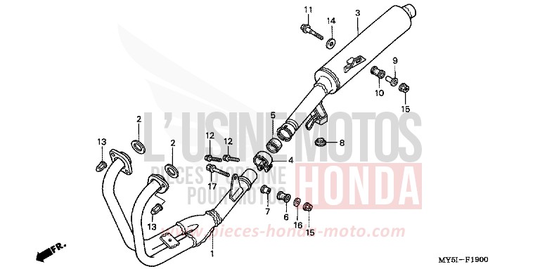ABGAS-SCHALLDAEMPFER von CB1300 Super Bold'or ABS SCHWARZ (NH1) von 2002